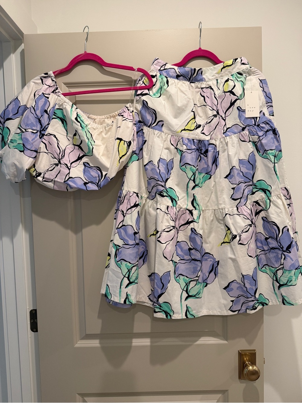 A New Day Target Floral Off-Shoulder Crop Top and Skirt Set NWT